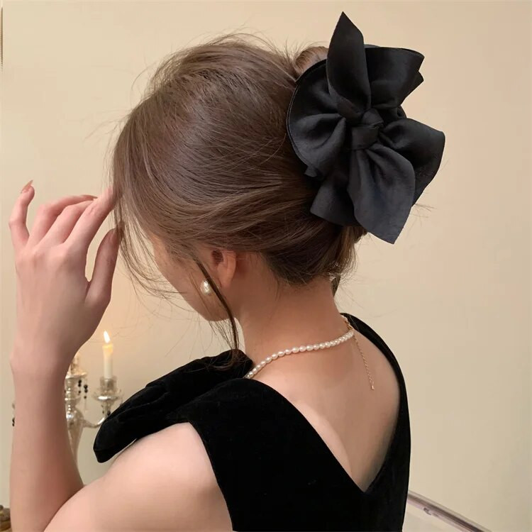 Jauna liela auduma liela loka satveramā skava Retro zirgastes pinuma spīle Moderna, mīļa meitene matu sprādze Smalki matu aksesuāri