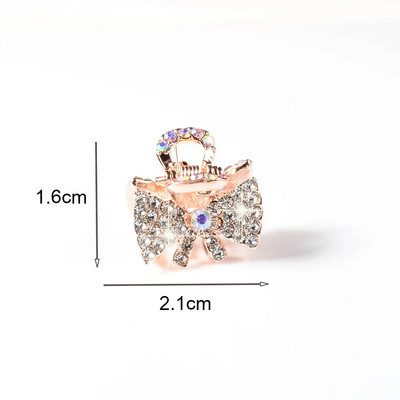 Bling Hair Claw Crab για Μαλλιά Κορεάτικο Κρυστάλλινο Rhinestone Μίνι Νύχια Μαλλιά για Γυναικεία Κόμπος με φιόγκο Heart Star Μικρό κλιπ μαλλιών