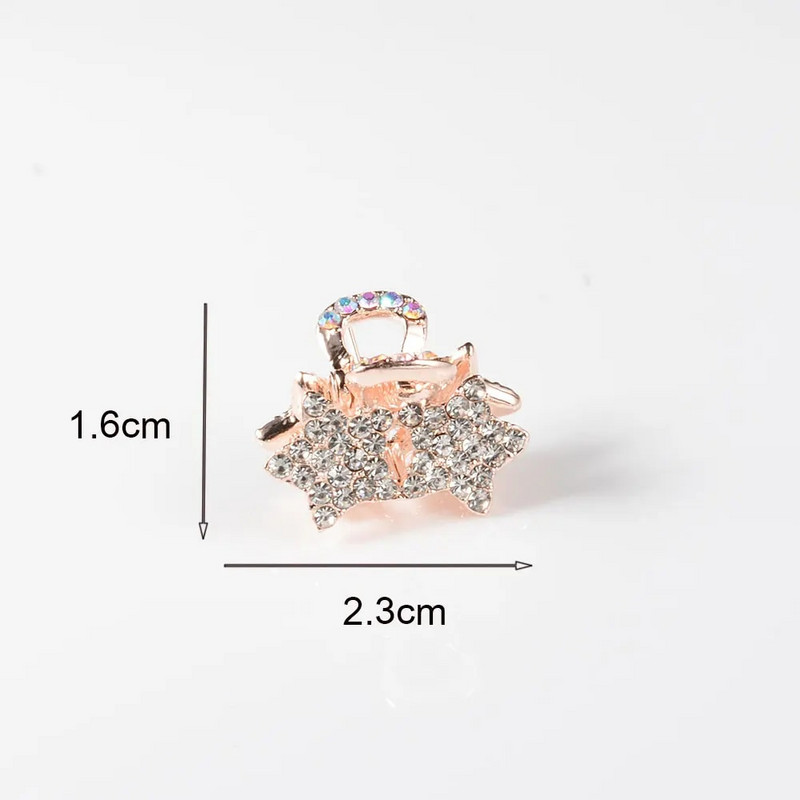 Bling Hair Claw Krabis matiem Korejas kristāla Rhinestone Girl Mini matu nagi sievietēm Bow mezgls Sirds zvaigzne maza matu sprādze