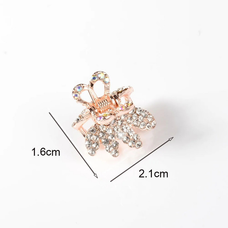 Bling Hair Claw Krabis matiem Korejas kristāla Rhinestone Girl Mini matu nagi sievietēm Bow mezgls Sirds zvaigzne maza matu sprādze
