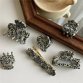 Νέο Κορεάτικο Vintage Leopard Print Γυναικεία αξεσουάρ μαλλιών Υψηλής ποιότητας ακρυλικό γεωμετρικό κλιπ μαλλιών για κορίτσια