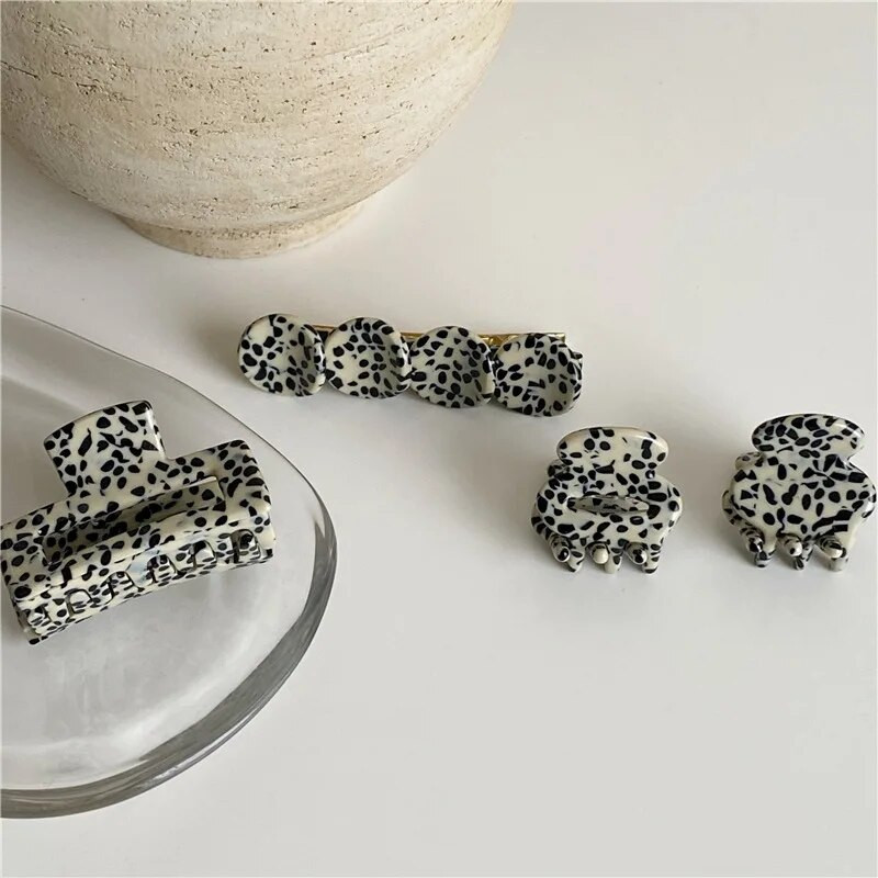 Jauni korejiešu vintage leoparda apdrukas sieviešu matu aksesuāri augstas kvalitātes akrila ģeometriski matu sprādzes, kas paredzētas sievietēm