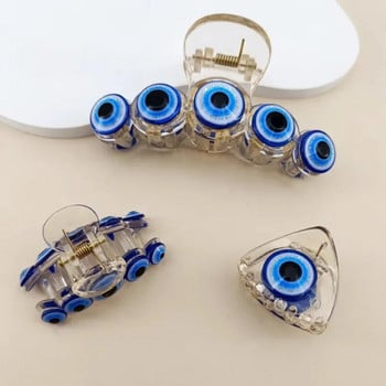 Модерна щипка за нокти за коса Evil Eye Нехлъзгащи се пластмасови нокти на акула за жени Luky Protection Фиби за ежедневен стил Аксесоари за коса