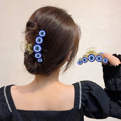 Moderns Evil Eye Hair Clip Clip Neslīdošs plastmasas haizivju nagi sievietēm Luky Protection matu sprādze Ikdienas veidošanas matu aksesuāri