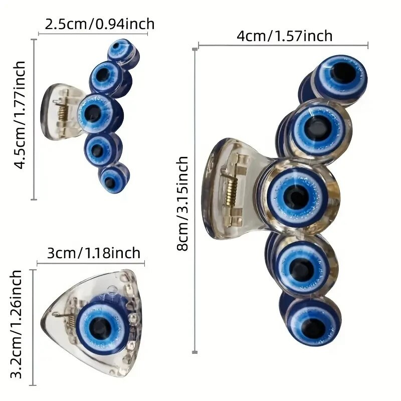 Moderns Evil Eye Hair Clip Clip Neslīdošs plastmasas haizivju nagi sievietēm Luky Protection matu sprādze Ikdienas veidošanas matu aksesuāri