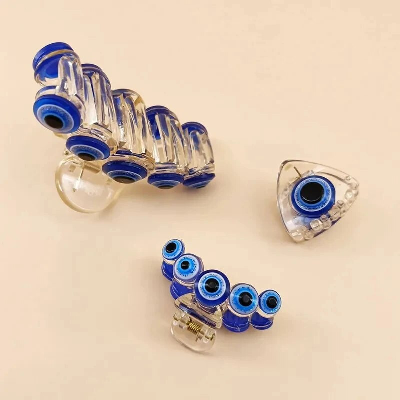 Moderns Evil Eye Hair Clip Clip Neslīdošs plastmasas haizivju nagi sievietēm Luky Protection matu sprādze Ikdienas veidošanas matu aksesuāri