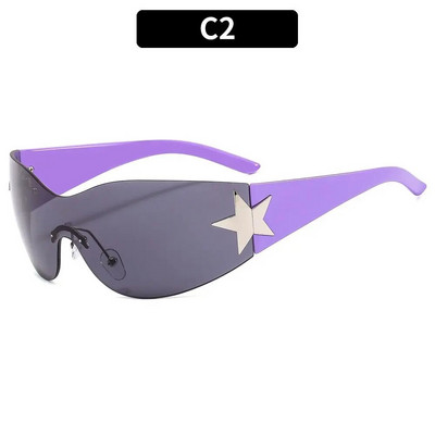 Γυαλιά ηλίου 2023 Fashion Punk Y2K για γυναίκες Ανδρικά μοντέρνα περιτυλίγματα Γυαλιά ηλίου Σκιές Star Decoration Γυαλιά UV400