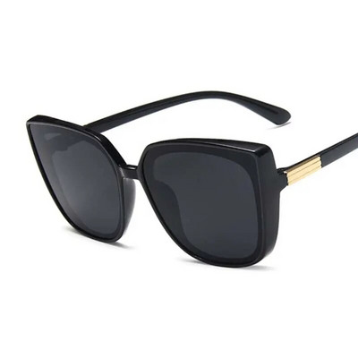 Cat Eye Γυναικεία γυαλιά ηλίου Vintage σχεδιαστής μόδας Μαύρα γυαλιά ηλίου Μεγάλος σκελετός Cool σέξι θηλυκό