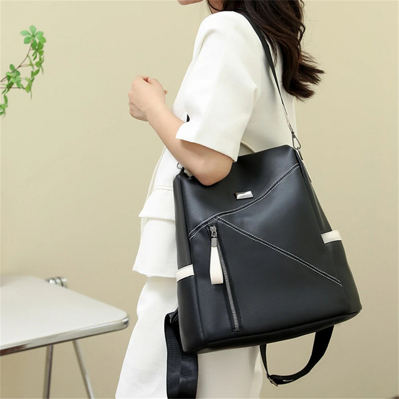 2023. gada jauna, karsta sieviešu mugursomas dizainera augstas kvalitātes ādas vienkāršas modes mugursoma, liela ietilpība pretaizdzīšanas plecu somas