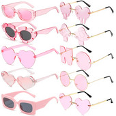 Ochelari de soare pătrați cu inimă de culoare roz, ochelari de soare de culoare jeleu, nuanțe de protecție UV400, decorațiuni pentru petrecerea de vară, ochelari pentru femei