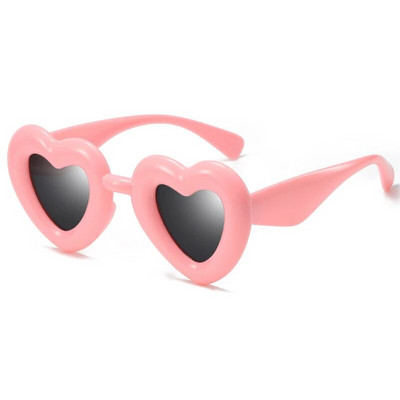 Ochelari de soare pătrați cu inimă de culoare roz, ochelari de soare de culoare jeleu, nuanțe de protecție UV400, decorațiuni pentru petrecerea de vară, ochelari pentru femei