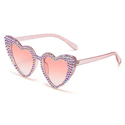 Ochelari de soare pătrați cu inimă de culoare roz, ochelari de soare de culoare jeleu, nuanțe de protecție UV400, decorațiuni pentru petrecerea de vară, ochelari pentru femei