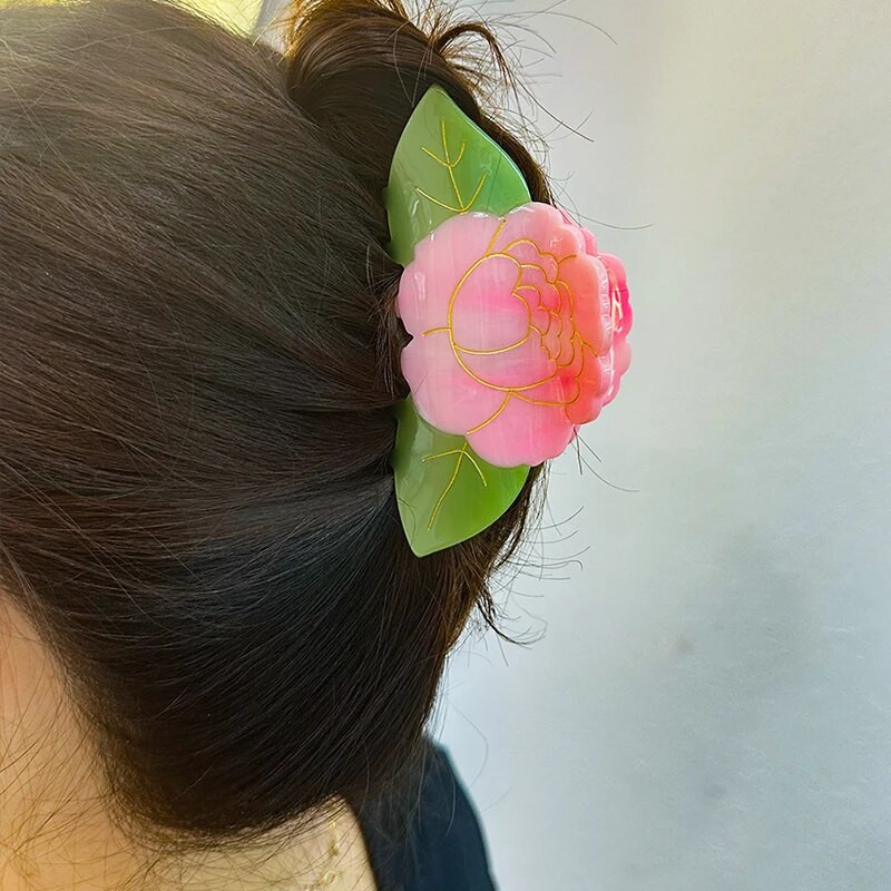 Acetāta lilija peonija ziedu krabju skava matu spīlēm sievietēm lielizmēra ziedu stieņi Galvassegas Moderni matu aksesuāri Dāvanas