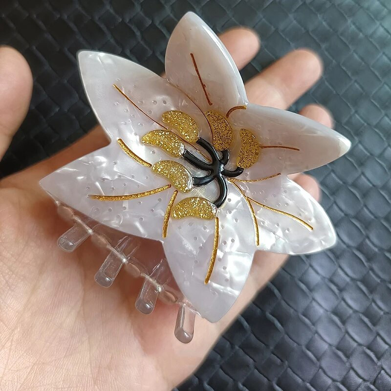 Acetāta lilija peonija ziedu krabju skava matu spīlēm sievietēm lielizmēra ziedu stieņi Galvassegas Moderni matu aksesuāri Dāvanas