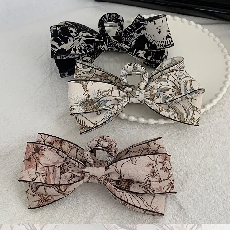 Akrila Bowknot matu sprādze sievietēm Luksusa satvēriena saspraude ar apdrukātu spīļu sprādzes personalizēti augstas klases matu aksesuāri sievietēm