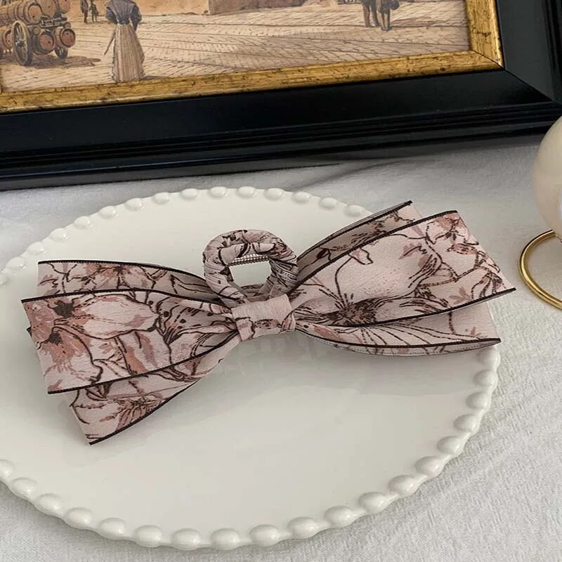 Akrila Bowknot matu sprādze sievietēm Luksusa satvēriena saspraude ar apdrukātu spīļu sprādzes personalizēti augstas klases matu aksesuāri sievietēm