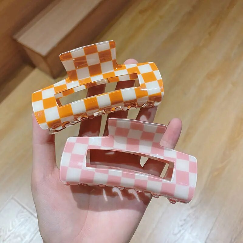 2022. gada jaunums modes 10,5 cm taisnstūra doba matu spīle, akrila šaha, izsmalcināta matu sprādze, kas paredzēta meitenēm