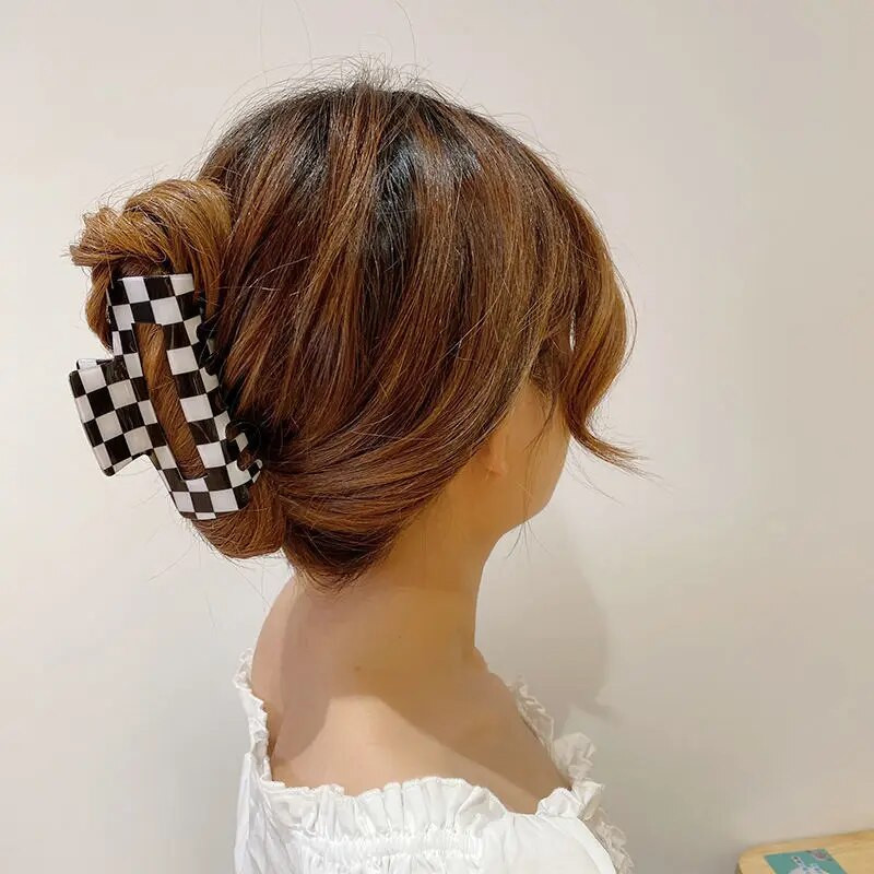 2022. gada jaunums modes 10,5 cm taisnstūra doba matu spīle, akrila šaha, izsmalcināta matu sprādze, kas paredzēta meitenēm