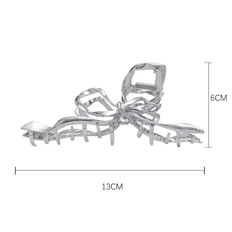 Moderni Zelta Sudraba Melna Metāla Bowknote Gigant Claw Clips Sieviešu Bieziem Matiem Aksesuāri Ģeometriskas Big Shark Matadatas galvassegas