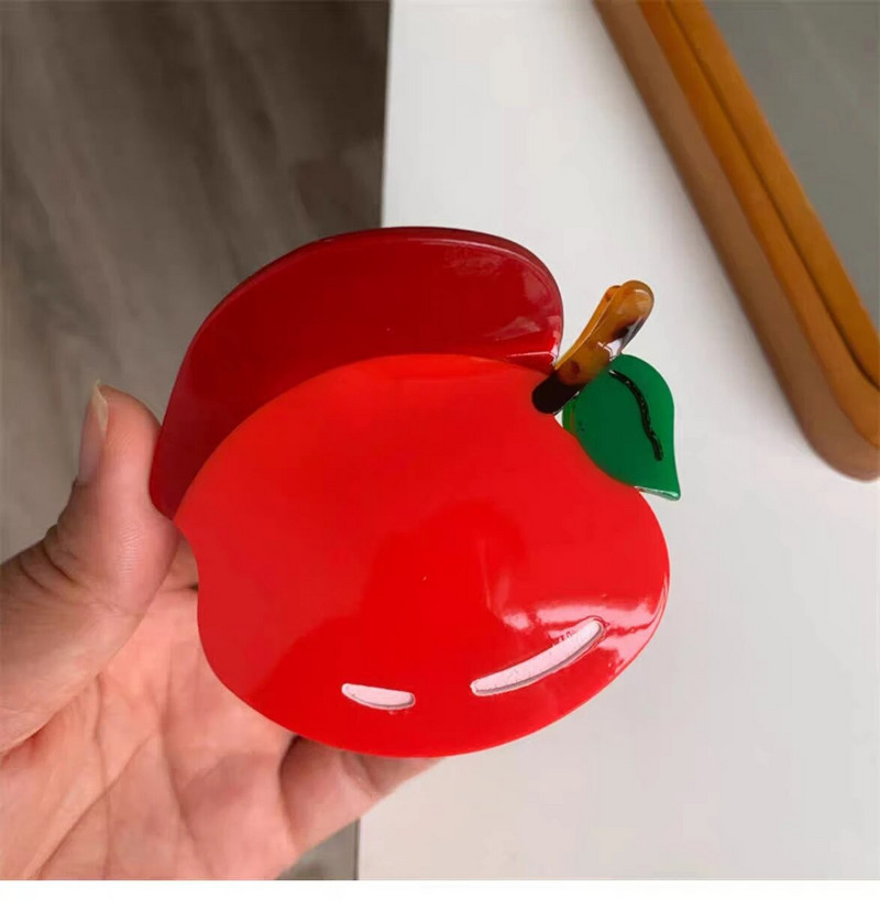 Moderns acetāta liela izmēra ābolu formas matu spīļu klipsis sievietēm, meitenēm, elegants, zirgaste, auglis, matu sprādze, matu aksesuāri, dāvanas 2023. gadam