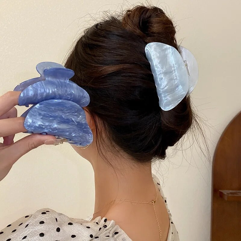 Balts, zils, rozā, akrila sveķu ģeometrisks matu sprādzes spīle sievietēm, meitenēm, modernas galvassegas, matu sprādzes, matu aksesuāri, 2023. g.