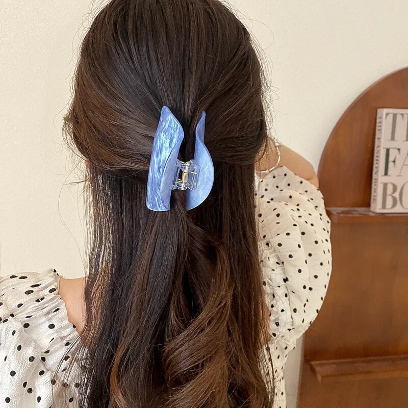 Balts, zils, rozā, akrila sveķu ģeometrisks matu sprādzes spīle sievietēm, meitenēm, modernas galvassegas, matu sprādzes, matu aksesuāri, 2023. g.