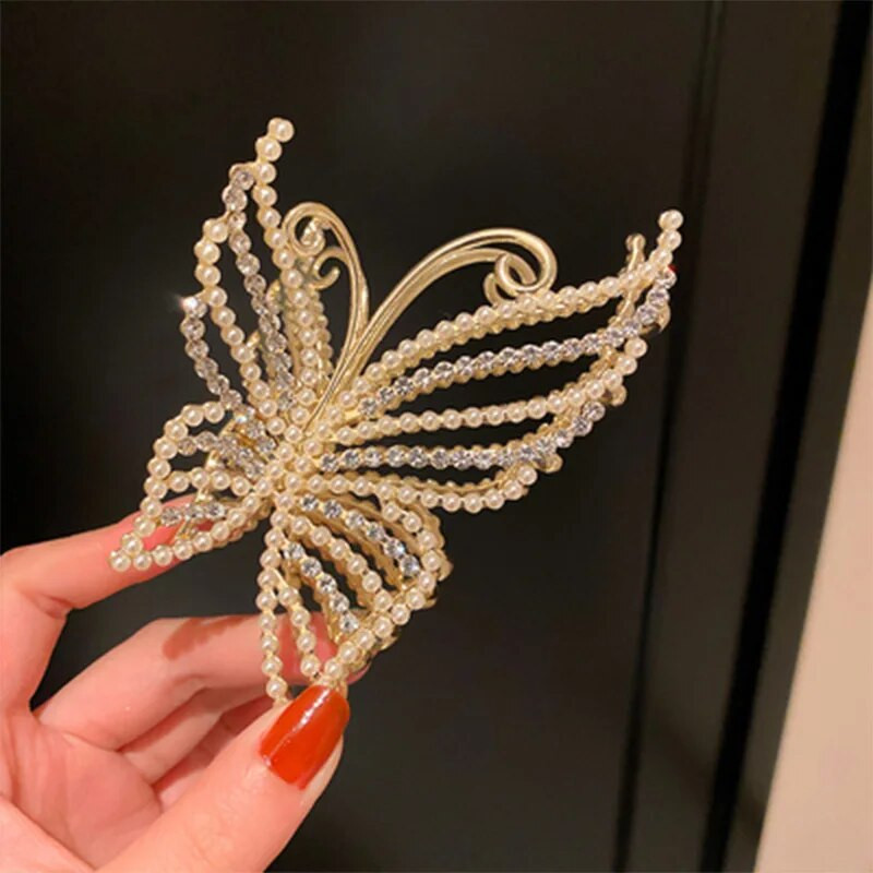 Jaunas matu sprādzes Sieviešu Pērļu Zivju astes Tauriņš Matu Aksesuāri Modes Metāla Spīļskava крабик для волос Moderna sieviete