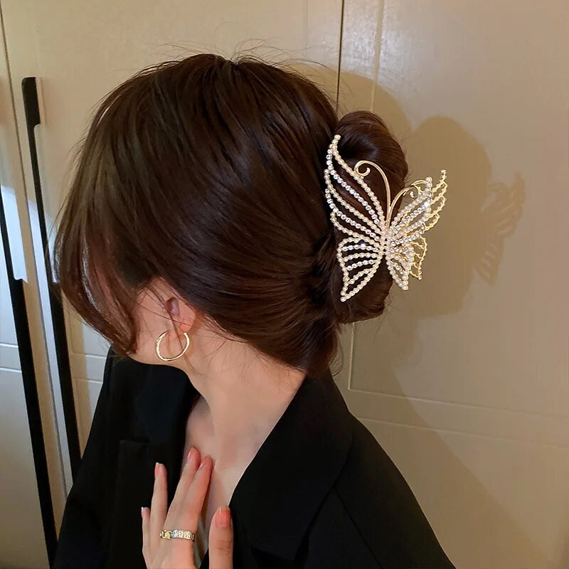 Jaunas matu sprādzes Sieviešu Pērļu Zivju astes Tauriņš Matu Aksesuāri Modes Metāla Spīļskava крабик для волос Moderna sieviete
