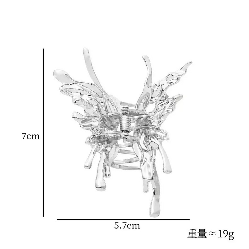 Jauni sudraba metāla tauriņveida matu spīles aksesuāri sievietēm, meitenēm Moderns vienkrāsains matēts zils rozā mazs haizivs krabju matu rokturis