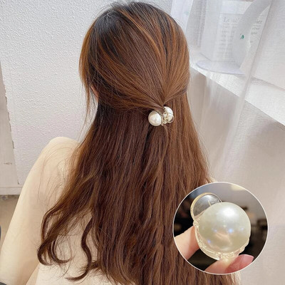 Big Pearl Hair Claw For Women Γυναικείο Μακιγιάζ Μαλλιά Barrettes Αξεσουάρ για τα μαλλιά Κορεατικό σταυρό Crab Hair Clip Fashion Girl Headwear