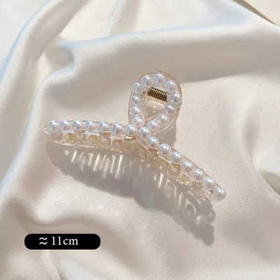 Big Pearl Hair Claw For Women Γυναικείο Μακιγιάζ Μαλλιά Barrettes Αξεσουάρ για τα μαλλιά Κορεατικό σταυρό Crab Hair Clip Fashion Girl Headwear