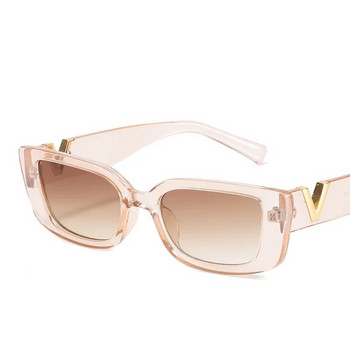 Модерни ретро слънчеви очила с V-логото, дамски малки квадратни класически нюанси, черни слънчеви очила
