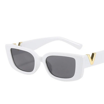 Trending V-Logo Retro Γυναικεία γυαλιά ηλίου μικρού σκελετού Τετράγωνο Classic Shades Μαύρα γυαλιά ηλίου