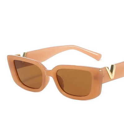 Trending V-Logo Ochelari de soare retro Femei Rama Mica Patrata Nuante Clasice Ochelari de Soare Negri