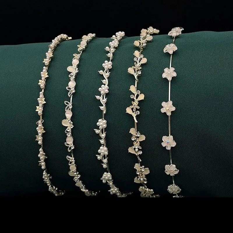 Kristāla Rhinestone Galvassega Pērles Matu Lente Sieviešu Līgavas Kāzu Tiāra Matu Aksesuāri Galvassegas kronis