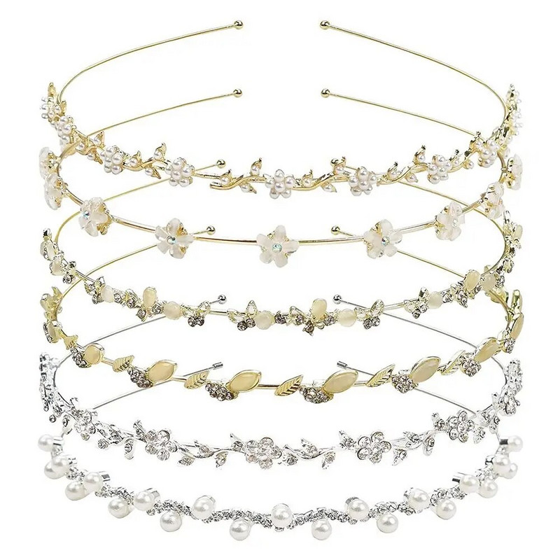 Kristāla Rhinestone Galvassega Pērles Matu Lente Sieviešu Līgavas Kāzu Tiāra Matu Aksesuāri Galvassegas kronis