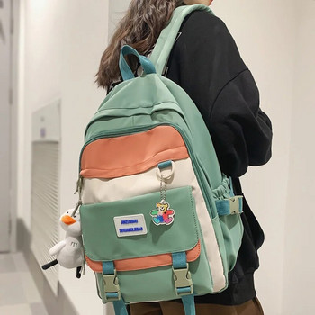 Модерна момичешка водоустойчива раница за пътуване Модна облицована найлонова дамска раница Студентска чанта за рамо Ученическа чанта в корейски стил Раница за книги