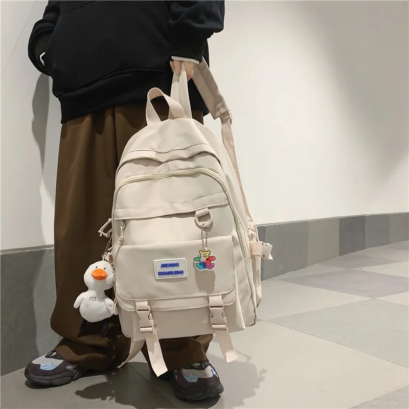 Moderna meiteņu ūdensnecaurlaidīga ceļojumu mugursoma Modes paneļu neilona sieviešu mugursoma studentu plecu soma korejiešu stila skolas soma, grāmatu soma