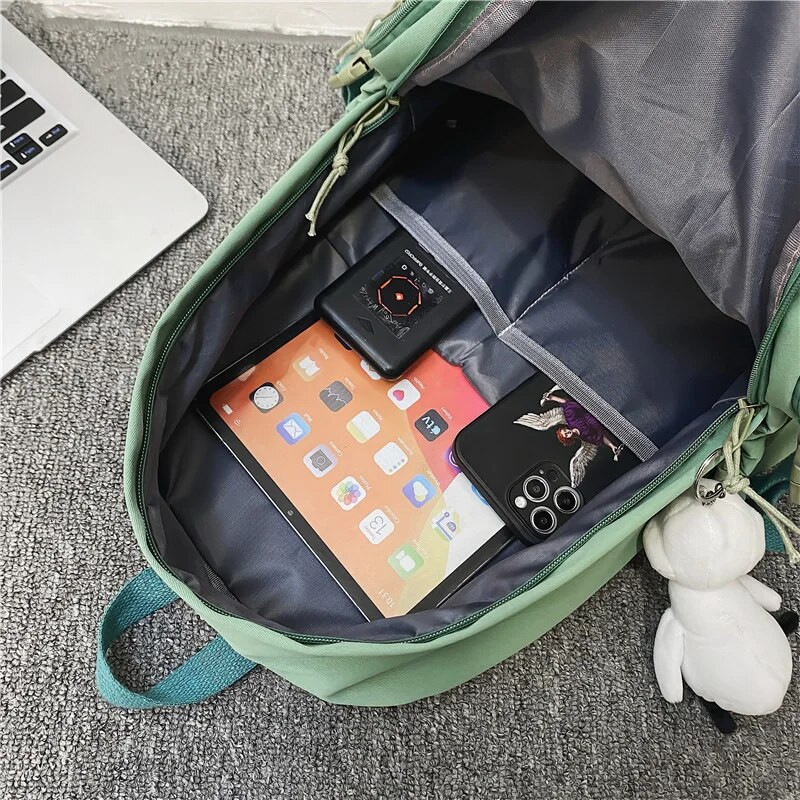 Moderna meiteņu ūdensnecaurlaidīga ceļojumu mugursoma Modes paneļu neilona sieviešu mugursoma studentu plecu soma korejiešu stila skolas soma, grāmatu soma