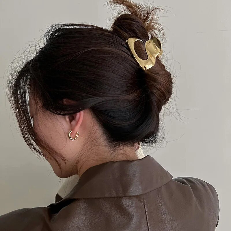 Ģeometriski neregulāri vidēji mati, moderni matu aksesuāri sievietēm Metāls Zelts Sudrabs Melns Spīļskavas Meiteņu Rotaslietas Jaunums 2023