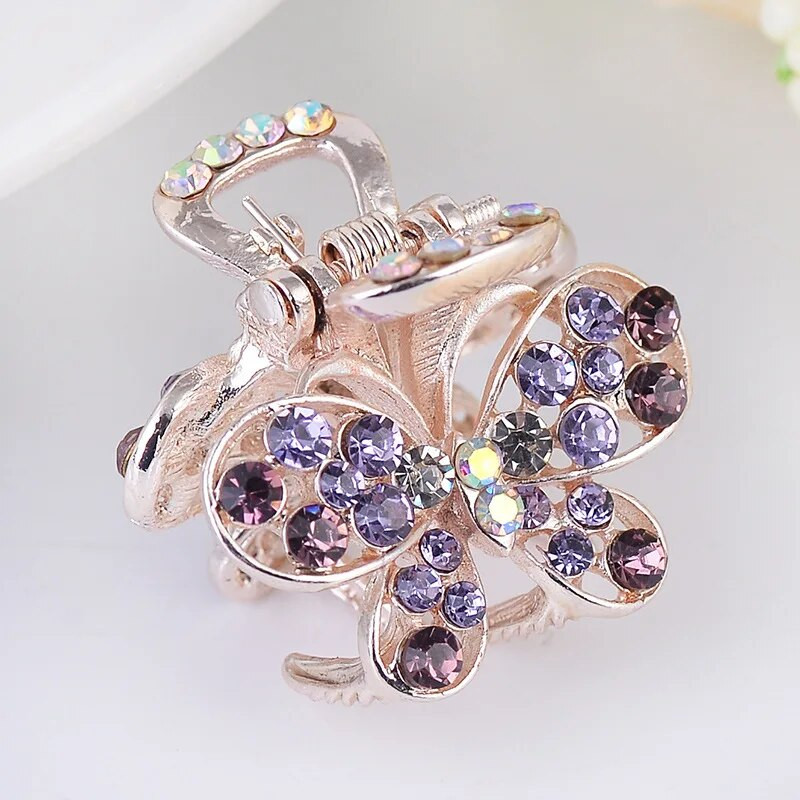 Jauna mini tauriņa matu spīle sievietēm Meiteņu modes matadatas Kristāla matu krabju metāla matu sprādzes stieņi aksesuāri