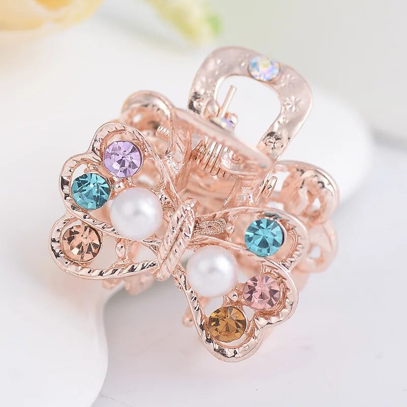 Jauna mini tauriņa matu spīle sievietēm Meiteņu modes matadatas Kristāla matu krabju metāla matu sprādzes stieņi aksesuāri