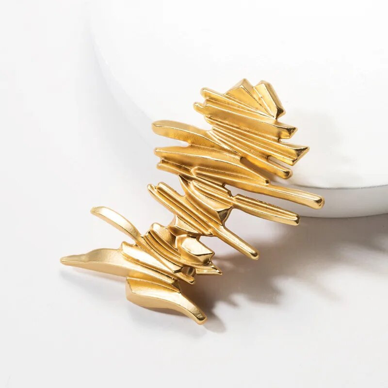 Temperamenta spogulis ģeometriskā matu sprādze daudzslāņu neregulāra pārspīlēta sakausējuma matu sprādze sievietēm kāzu līgavu galvassegas aksesuārs