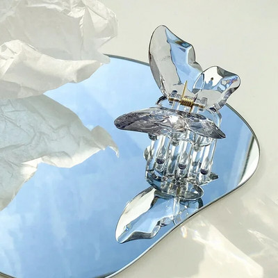 Modernas caurspīdīgas pērļu tauriņu skavas krabju matu spīles sievietēm, meitenēm akrila matu sprādzes matu sprādzes, matu aksesuāri