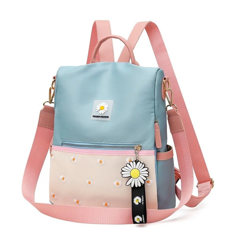 Sieviešu vienkārša, viegla pretaizdzīšanas margrietiņa mugursoma Oksfordas auduma ūdensnecaurlaidīga plecu soma.