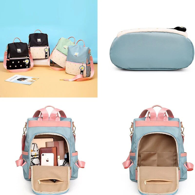 Sieviešu vienkārša, viegla pretaizdzīšanas margrietiņa mugursoma Oksfordas auduma ūdensnecaurlaidīga plecu soma.