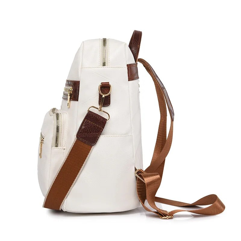 TRAVEASY Vintage sieviešu mugursomas 2023. gada jaunas PU plecu somas ar rāvējslēdzēju