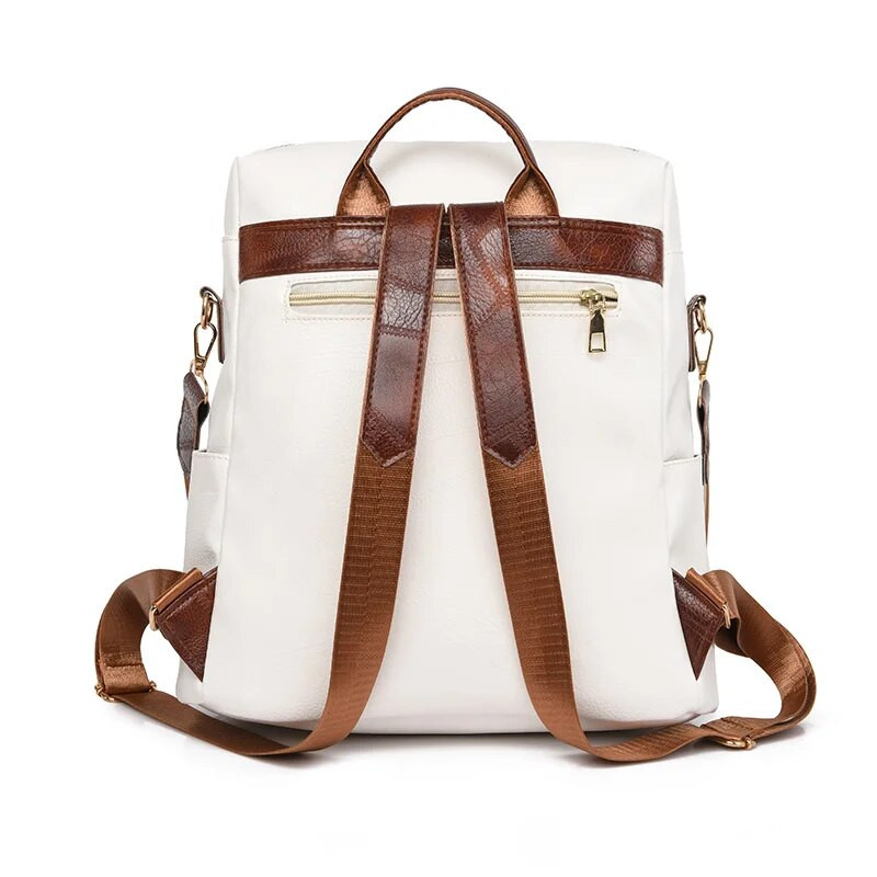 TRAVEASY Vintage sieviešu mugursomas 2023. gada jaunas PU plecu somas ar rāvējslēdzēju