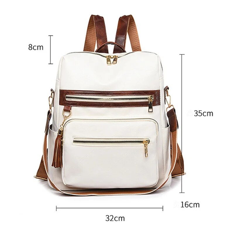 TRAVEASY Vintage sieviešu mugursomas 2023. gada jaunas PU plecu somas ar rāvējslēdzēju