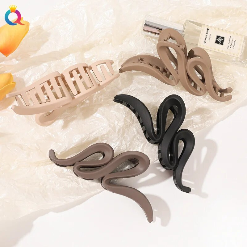 Smalkas, liela izmēra viļņveida matu sprādzes vintage zirgastes bizes krabju spīlei modernas, mīļas meitenes matu sprādzes matu aksesuāri